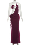 Dramatic Halter Evening Dress