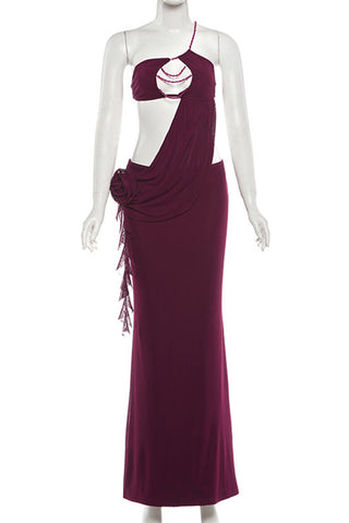 Dramatic Halter Evening Dress