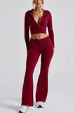 Knitted Two-Piece Flared Pant Set