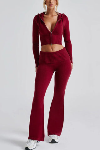 Knitted Two-Piece Flared Pant Set