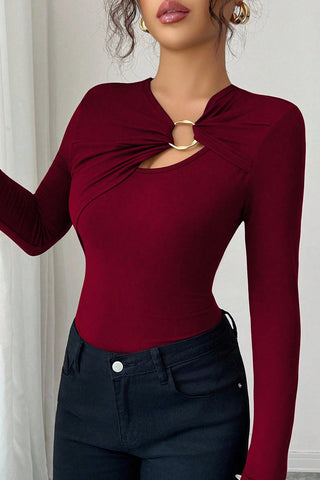 Ring Detail Twist Front Blouse