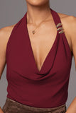 Draped Halter Tank with Metal Accent