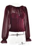 Sheer Sleeve Corset-Style Top