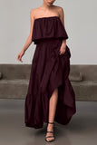Strapless Ruffle Casual Dress