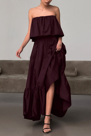 Strapless Ruffle Casual Dress