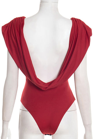 Draped Collar Bodysuit
