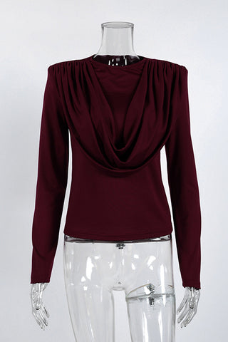 Draped Front Long Sleeve Top
