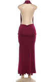 Plunge Halter Evening Gown