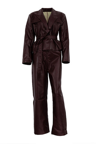 Belted Wide-Leg Pants Set