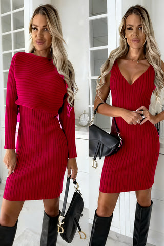 Ribbed Knit Casual Dress Set
