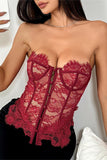 Lace Button-Front Bustier Top