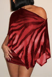Asymmetrical Zebra-Print Skirt Set