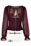Sheer Sleeve Corset-Style Top
