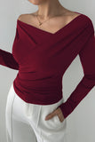 Off-Shoulder Wrap Long Sleeve Top