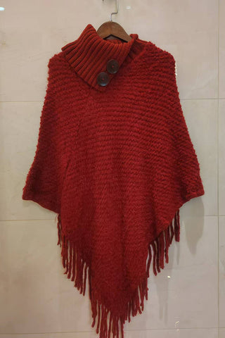 Button-Accent Knit Wrap