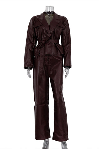 Belted Wide-Leg Pants Set