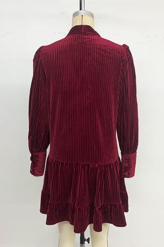 Bow-Tie Pleated Casual Dress