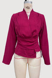 Wrap-Front Blouse with Long Sleeves