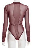 Long Sleeve Mesh Bodysuit with Bow
