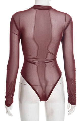 Long Sleeve Mesh Bodysuit with Bow