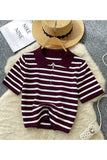 Striped Polo T-Shirt with Zip Detail