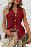 Button-Front Knit Sweater Vest