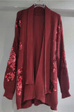 Sequined Open-Front Cardigan
