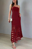 Strapless Crochet Midi Dress