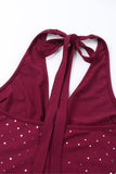 Plunge Neck Rhinestone Romper