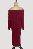 Off-Shoulder Knit Skirt Set