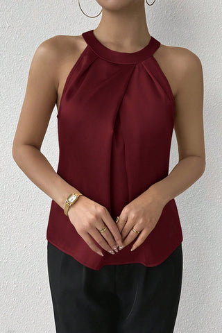 Pleated Halter Neck Top