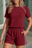 Casual Short Set with Contrast Detail