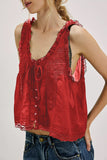 Lace-Trimmed Button-Front Tank