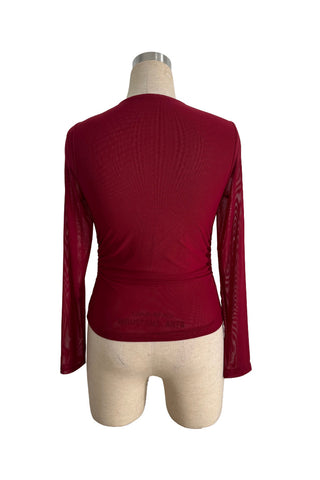 Embellished Sheer Sleeve Blouse