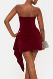 Strapless Asymmetric Evening Dress