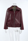 Chic Zip-Front Faux Leather Jacket