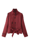 Buttoned Belted Jacket