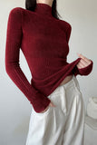 Turtleneck Long-Sleeve Knit Top