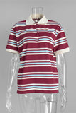 Striped Polo T-Shirt with Button Details