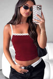 Lace-Trim Square Neck Tank Top