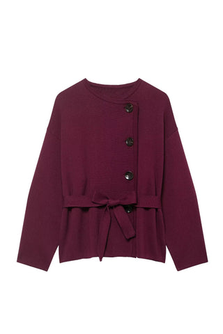 Tie-Waist Button Cardigan