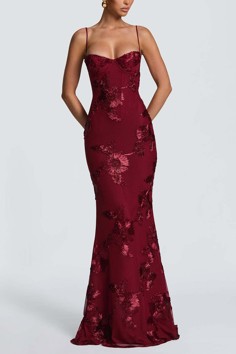 Floral Embellished Evening Gown