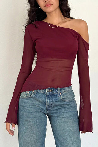 Asymmetric Long Sleeve Blouse