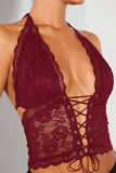 Lace-Up Halter Tank Top