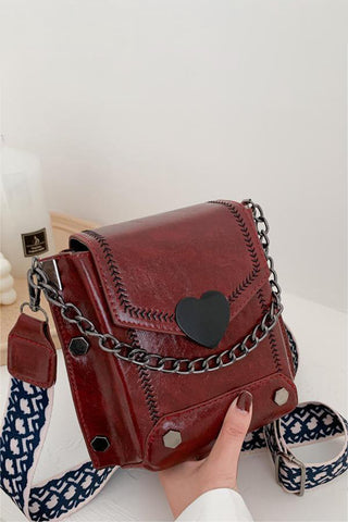 Heart Accent Crossbody Bag with Chain