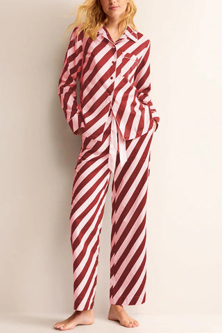 Striped Button-Up Pants Set