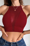 Sheer High-Neck Ribbed Tank Top