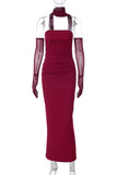 Strapless Evening Dress with Halter Neck