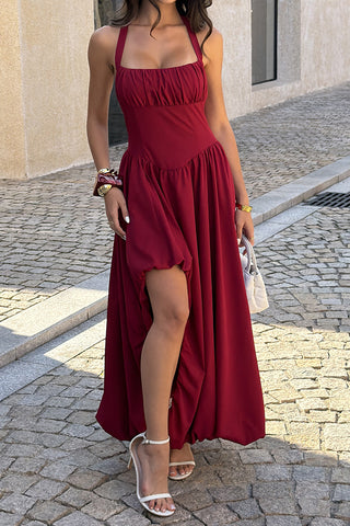 Halter Neck Flowy Casual Dress