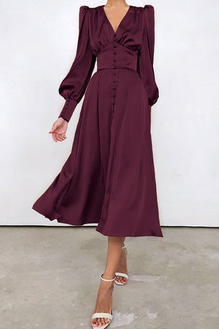 Elegant Long-Sleeve Midi Dress